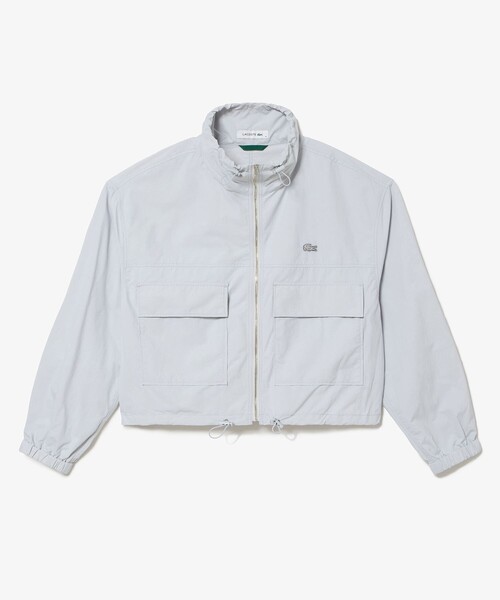 LACOSTE(ラコステ)の「撥水 ショート&ワイドシルエット スタンドカラーナイロンブルゾン(ナイロンジャケット・レディース・ライトグレー/オフホワイト・40/38/36/34)」の6枚目の写真