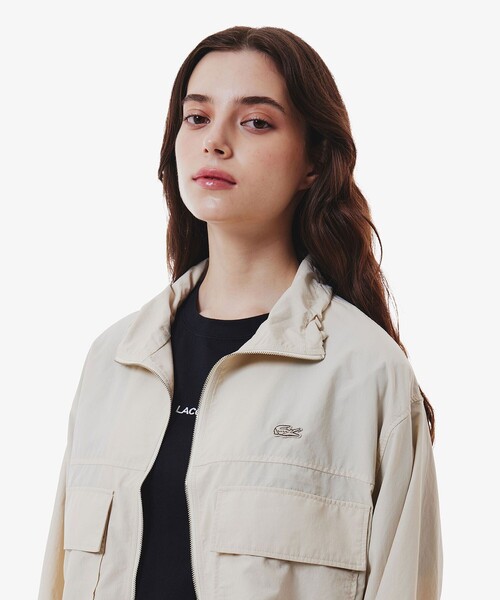 ラコステ（LACOSTE）/撥水 ショート&ワイドシルエット スタンドカラーナイロンブルゾン セール】撥水 ショート&ワイドシルエット スタンドカラーナイロン