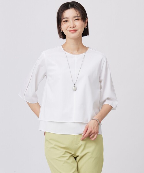 J.PRESS Ladies（J.プレス レディス）の「【洗える】トリコットジャージー カットソー（Tシャツ/カットソー・レディース・ネイビー系/ピンク系/ホワイト系・SMALL）」の2枚目の写真