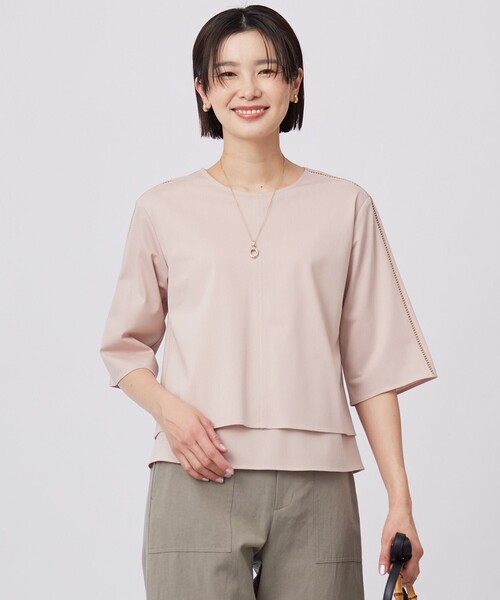 J.PRESS Ladies（J.プレス レディス）の「【洗える】トリコットジャージー カットソー（Tシャツ/カットソー・レディース・ネイビー系/ピンク系/ホワイト系・SMALL）」の3枚目の写真