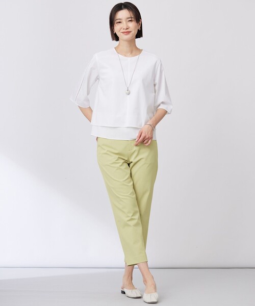 J.PRESS Ladies（J.プレス レディス）の「【洗える】トリコットジャージー カットソー（Tシャツ/カットソー・レディース・ネイビー系/ピンク系/ホワイト系・SMALL）」の6枚目の写真