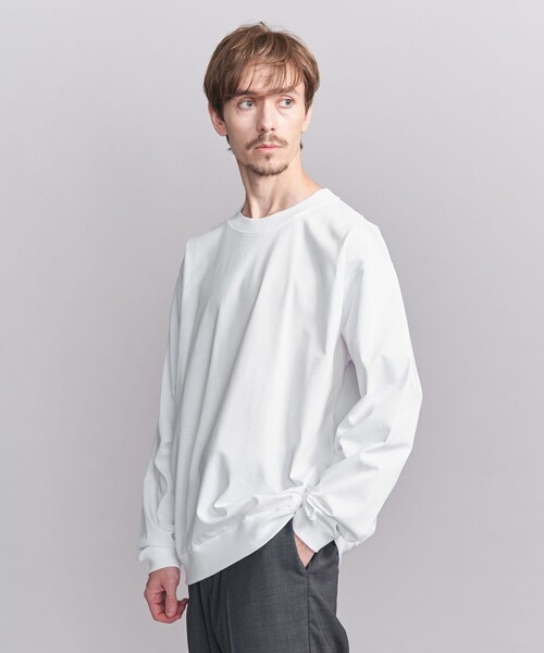 BEAUTY&YOUTH UNITED ARROWS（ビューティーアンドユースユナイテッドアローズ）の「ファイン グロッシー コットン スウェットTシャツ（スウェット・メンズ・ホワイト/ネイビー/ナチュラル/ライトブルー・S/L/M/XL）」の7枚目の写真