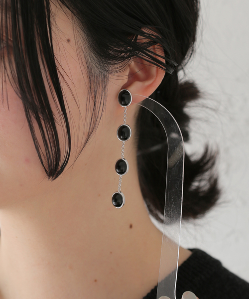 セール】ABOAB ONYX STRING EARRINGS（ピアス（両耳用
