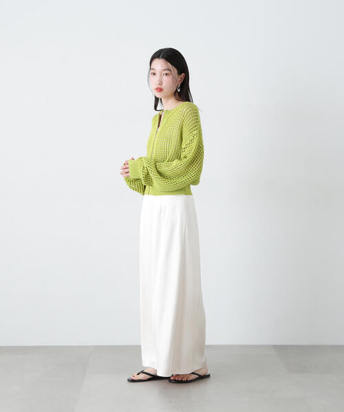 N.(N. Natural Beauty Basic)(エヌエヌナチュラルビューティーベーシック)の「サテンナロースカート(スカート・レディース・ネイビー/オフホワイト・SMALL/MEDIUM)」の7枚目の写真