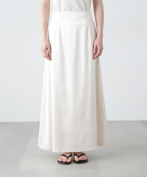 N.(N. Natural Beauty Basic)(エヌエヌナチュラルビューティーベーシック)の「サテンナロースカート(スカート・レディース・ネイビー/オフホワイト・SMALL/MEDIUM)」の8枚目の写真