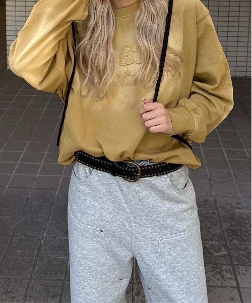sedacle girl(セダクルガール)の「スプレーアップリケロンT(Tシャツ/カットソー・メンズ・パープル/マスタード/チャコールグレー・SMALL/MEDIUM/LARGE)」の3枚目の写真