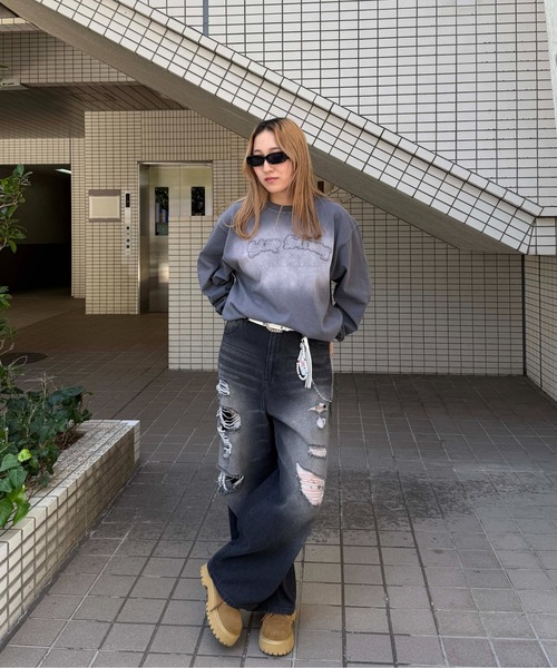 sedacle girl(セダクルガール)の「スプレーアップリケロンT(Tシャツ/カットソー・メンズ・パープル/マスタード/チャコールグレー・SMALL/MEDIUM/LARGE)」の12枚目の写真