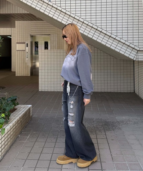 sedacle girl(セダクルガール)の「スプレーアップリケロンT(Tシャツ/カットソー・メンズ・パープル/マスタード/チャコールグレー・SMALL/MEDIUM/LARGE)」の13枚目の写真