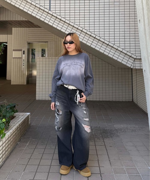 sedacle girl(セダクルガール)の「スプレーアップリケロンT(Tシャツ/カットソー・メンズ・パープル/マスタード/チャコールグレー・SMALL/MEDIUM/LARGE)」の11枚目の写真