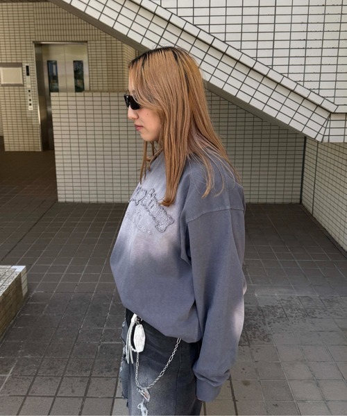 sedacle girl(セダクルガール)の「スプレーアップリケロンT(Tシャツ/カットソー・メンズ・パープル/マスタード/チャコールグレー・SMALL/MEDIUM/LARGE)」の9枚目の写真