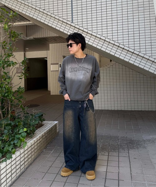 sedacle girl(セダクルガール)の「スプレーアップリケロンT(Tシャツ/カットソー・メンズ・パープル/マスタード/チャコールグレー・SMALL/MEDIUM/LARGE)」の5枚目の写真