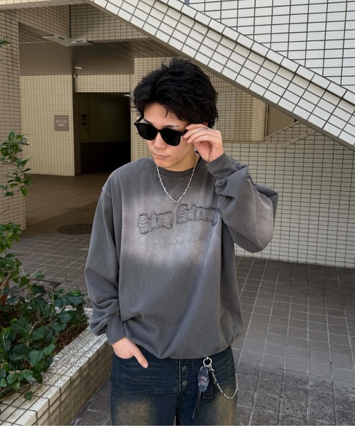 sedacle girl(セダクルガール)の「スプレーアップリケロンT(Tシャツ/カットソー・メンズ・パープル/マスタード/チャコールグレー・SMALL/MEDIUM/LARGE)」の4枚目の写真