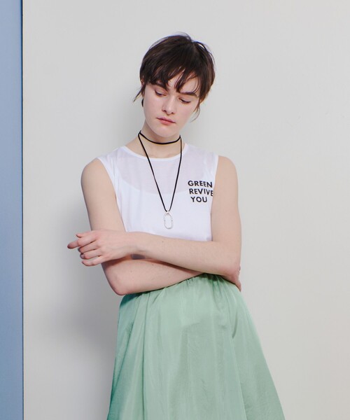 allureville（アルアバイル）の「サイドロゴノースリーブTシャツ（Tシャツ/カットソー・レディース・ホワイト/ピンク/グレー系その他・2）」の2枚目の写真