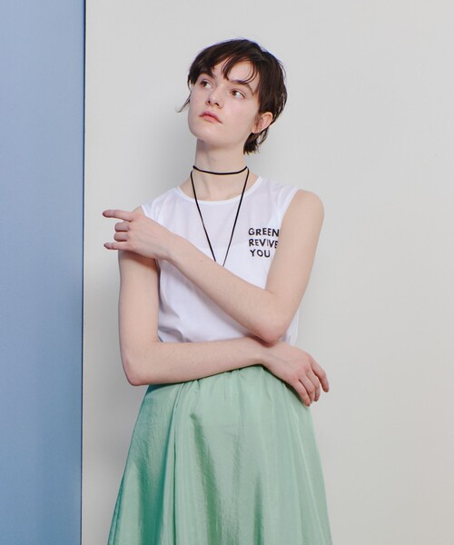 allureville（アルアバイル）の「サイドロゴノースリーブTシャツ（Tシャツ/カットソー・レディース・ホワイト/ピンク/グレー系その他・2）」の4枚目の写真