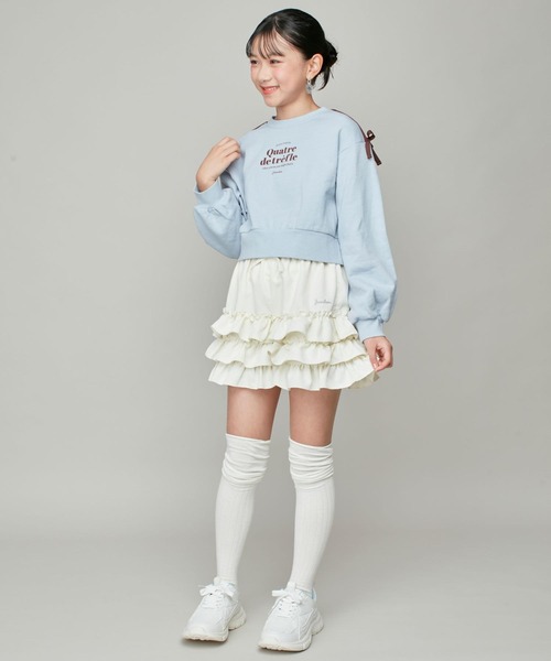 JENNI(ジェニィ)の「リブくしゅくしゅニーハイソックス(ソックス/靴下・キッズ・ブラック/オフホワイト・19-21cm/22-24cm)」の11枚目の写真