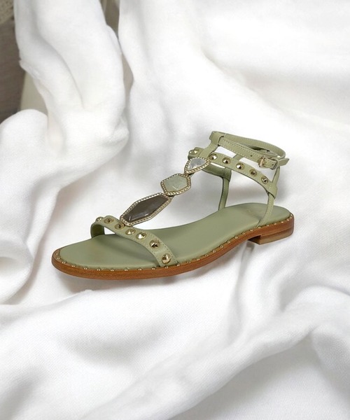 ASH（アッシュ）の「ASH/アッシュ【PENNY】ストーングラディエーターサンダル スタッズ フラット 3cmヒール（サンダル・レディース・ブラック/グリーン/ブラウン・35/36/37/38/39）」の3枚目の写真