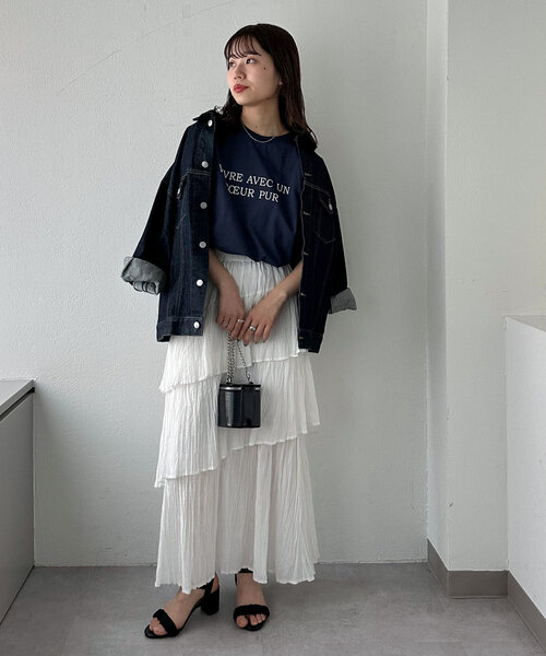 DISCOAT(ディスコート)の「【WEB限定】VIVREロゴプリントTシャツ(Tシャツ/カットソー・レディース・ホワイト/ホワイト系その他/ネイビー・MEDIUM)」の21枚目の写真
