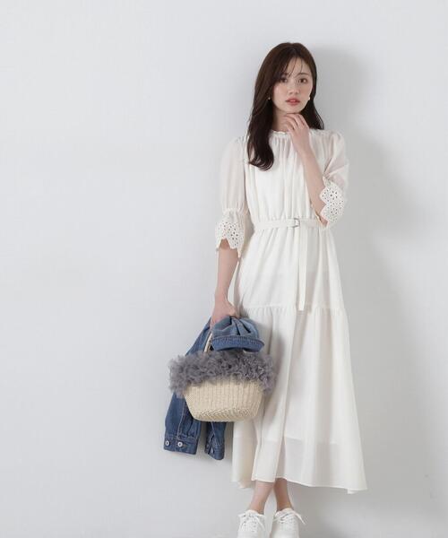 PROPORTION BODY DRESSING(プロポーションボディドレッシング)の「刺繍レーススリーブティアードワンピース / 1215140411(ワンピース・レディース・ブルー/ホワイト/ネイビー・SMALL/MEDIUM)」の7枚目の写真