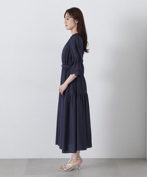 【新品】プロポーションボディドレッシング　刺繍レーススリーブティアードワンピース セール 30%OFF】刺繍レーススリーブティアードワンピース