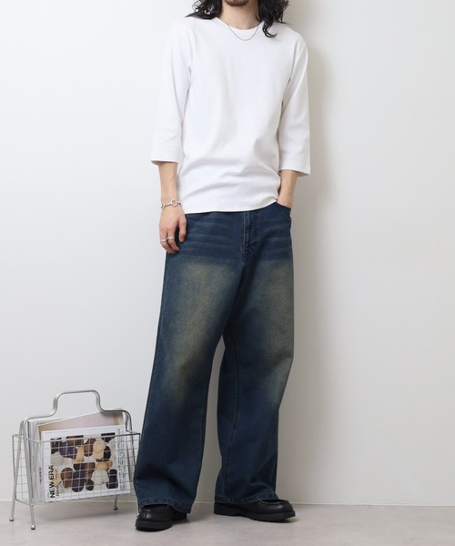 JEMORGAN(ジェーイーモーガン)の「JEMORGAN テレコ 7分袖T(Tシャツ/カットソー・メンズ・オフホワイト/杢グレー/ブラック・M/XL/L)」の10枚目の写真