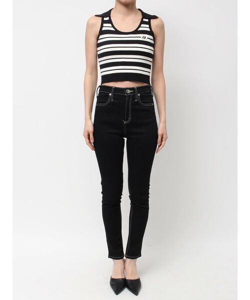 GYDA（ジェイダ）の「ボーダーノースリPOLOニットトップス（ニット/セーター・レディース・ピンク/ベージュ/オフホワイト・FREE）」の21枚目の写真