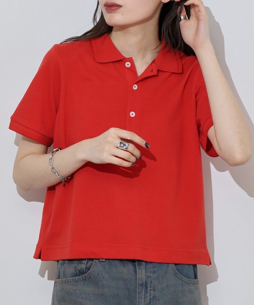 JEMORGAN（ジェーイーモーガン）の「JEMORGAN カノコ リブラインポロ（ポロシャツ・レディース・グリーン系/ブラック/ホワイト/チャコール/レッド/イエロー/ネイビー・F）」の7枚目の写真