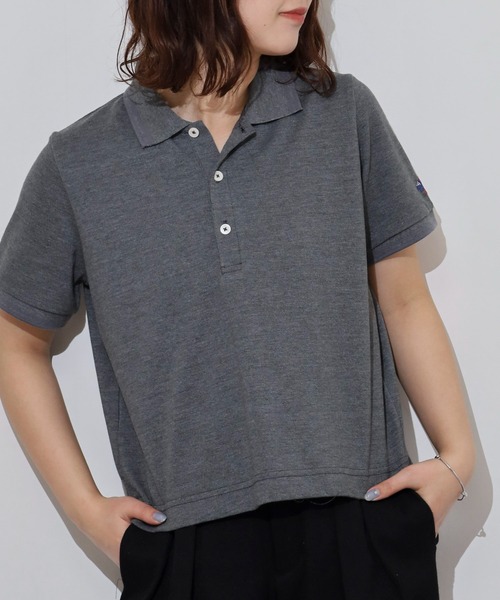 JEMORGAN（ジェーイーモーガン）の「JEMORGAN カノコ リブラインポロ（ポロシャツ・レディース・グリーン系/ブラック/ホワイト/チャコール/レッド/イエロー/ネイビー・F）」の4枚目の写真