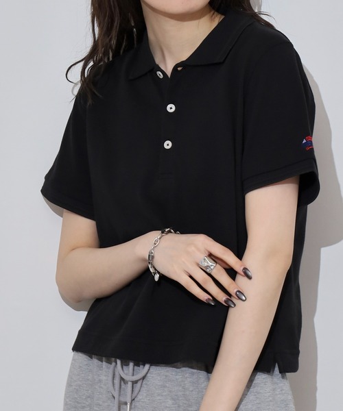 JEMORGAN（ジェーイーモーガン）の「JEMORGAN カノコ リブラインポロ（ポロシャツ・レディース・グリーン系/ブラック/ホワイト/チャコール/レッド/イエロー/ネイビー・F）」の3枚目の写真