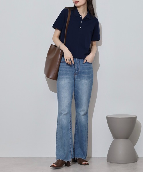 JEMORGAN（ジェーイーモーガン）の「JEMORGAN カノコ リブラインポロ（ポロシャツ・レディース・グリーン系/ブラック/ホワイト/チャコール/レッド/イエロー/ネイビー・F）」の15枚目の写真