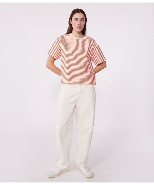 PETIT BATEAU(プチバトー)の「半袖Tシャツ(Tシャツ/カットソー・レディース・ホワイト×レッド・X-SMALL/SMALL/MEDIUM/LARGE)」の3枚目の写真