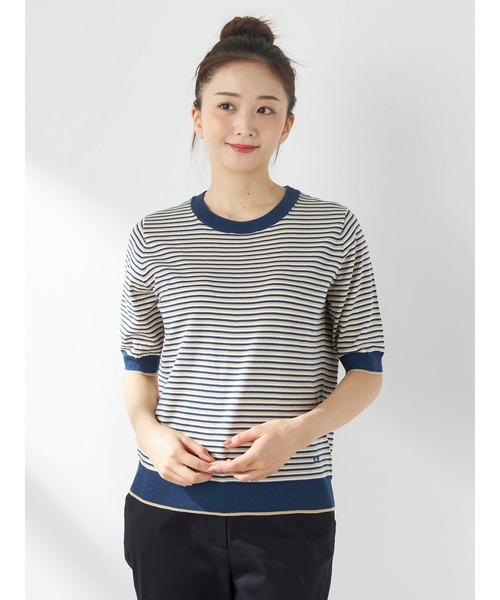 McGREGOR（マックレガー）の「マルチボーダーニット（ニット/セーター・レディース・ライム/スモークピンク/ネイビー・M/L）」の2枚目の写真