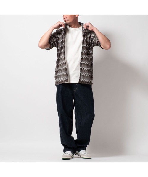 BAYBLO（ベイブロ）の「(SA) レースシアー 総柄 半袖シャツ（シャツ/ブラウス・メンズ・ホワイト系その他/レッド系その他/グリーン系その他/ブラウン系その他・L/M/LL）」の8枚目の写真