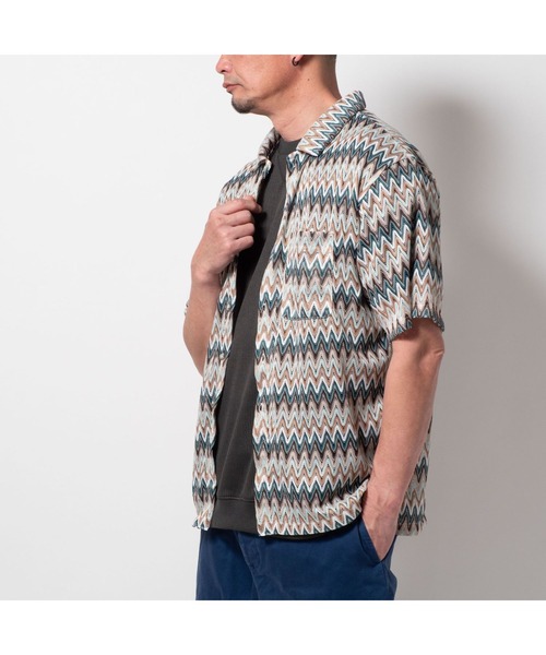 BAYBLO（ベイブロ）の「(SA) レースシアー 総柄 半袖シャツ（シャツ/ブラウス・メンズ・ホワイト系その他/レッド系その他/グリーン系その他/ブラウン系その他・L/M/LL）」の11枚目の写真