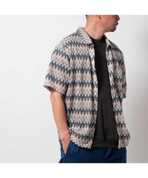 BAYBLO（ベイブロ）の「(SA) レースシアー 総柄 半袖シャツ（シャツ/ブラウス・メンズ・ホワイト系その他/レッド系その他/グリーン系その他/ブラウン系その他・L/M/LL）」の12枚目の写真