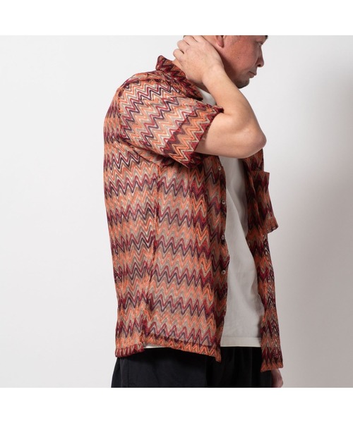 BAYBLO（ベイブロ）の「(SA) レースシアー 総柄 半袖シャツ（シャツ/ブラウス・メンズ・ホワイト系その他/レッド系その他/グリーン系その他/ブラウン系その他・L/M/LL）」の17枚目の写真