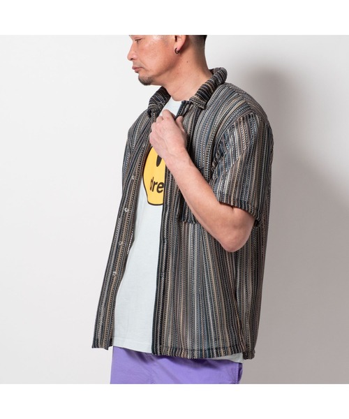 BAYBLO（ベイブロ）の「(SA) レースシアー 総柄 半袖シャツ（シャツ/ブラウス・メンズ・ホワイト系その他/レッド系その他/グリーン系その他/ブラウン系その他・L/M/LL）」の21枚目の写真