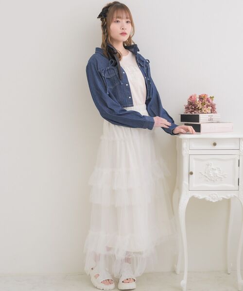 ems excite（エムズエキサイト）の「リボン付デニムSH（シャツ/ブラウス・レディース・インディゴブルー/ブラック/ホワイト系その他・FREE）」の18枚目の写真