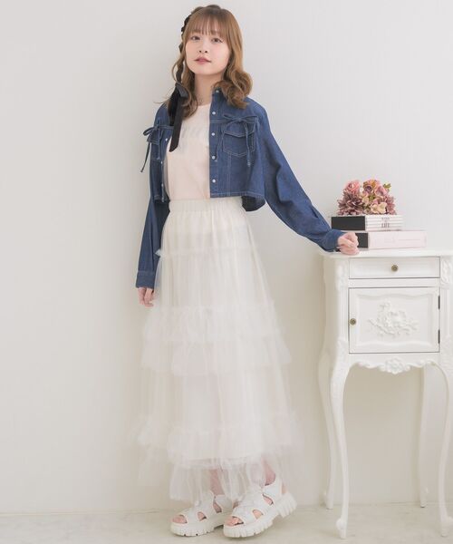 ems excite（エムズエキサイト）の「リボン付デニムSH（シャツ/ブラウス・レディース・インディゴブルー/ブラック/ホワイト系その他・FREE）」の17枚目の写真