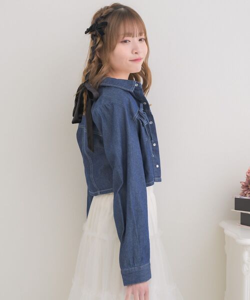 ems excite（エムズエキサイト）の「リボン付デニムSH（シャツ/ブラウス・レディース・インディゴブルー/ブラック/ホワイト系その他・FREE）」の14枚目の写真