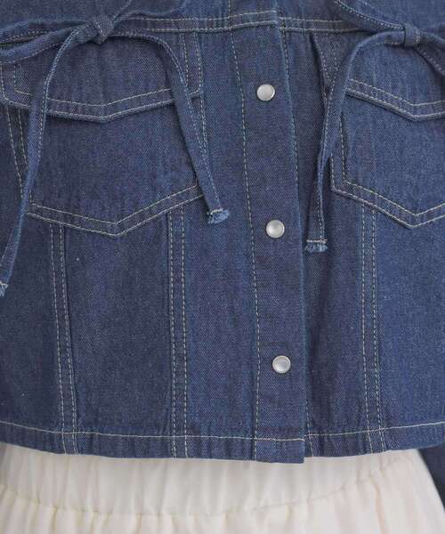 ems excite（エムズエキサイト）の「リボン付デニムSH（シャツ/ブラウス・レディース・インディゴブルー/ブラック/ホワイト系その他・FREE）」の6枚目の写真