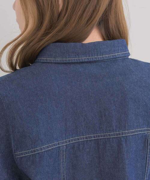 ems excite（エムズエキサイト）の「リボン付デニムSH（シャツ/ブラウス・レディース・インディゴブルー/ブラック/ホワイト系その他・FREE）」の5枚目の写真