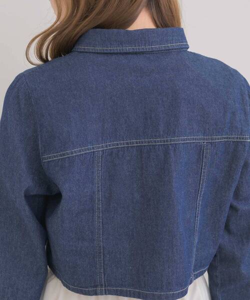 ems excite（エムズエキサイト）の「リボン付デニムSH（シャツ/ブラウス・レディース・インディゴブルー/ブラック/ホワイト系その他・FREE）」の4枚目の写真