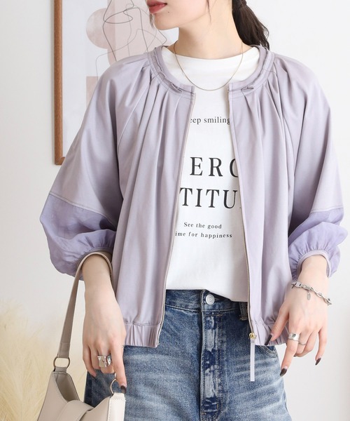 EGLANTINE シアージップジャケット 7分袖シースルー