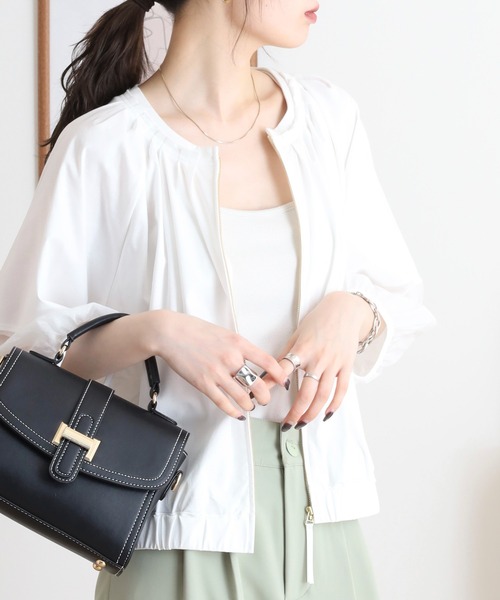 EGLANTINE シアージップジャケット 7分袖シースルー