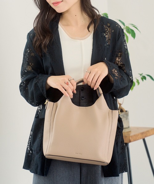 Legato Largo(レガートラルゴ)の「【Legato Largo】LH-D1373 レトロシボ 2WAYトート(トートバッグ・レディース・ブラック/ライトベージュ・FREE)」の9枚目の写真