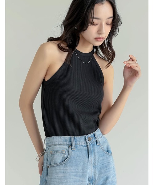 セール】[2025 SUMMER COLLECTION]テレコリブホルターネックカップ付き