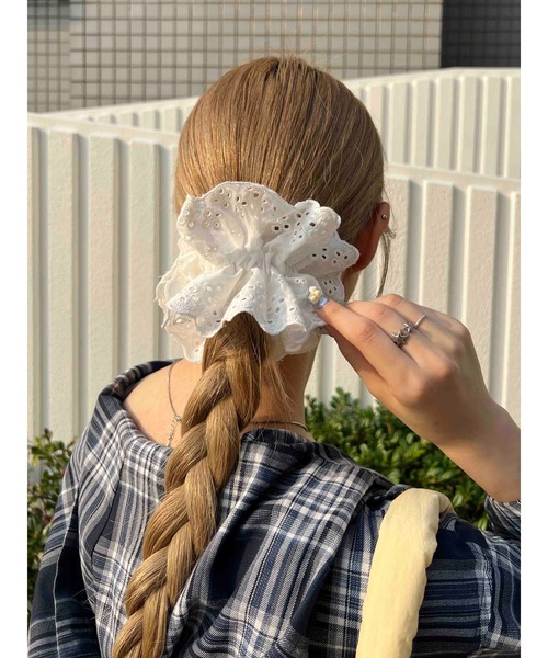 WC（ダブル シー）の「コットンライクレースシュシュ（シュシュ・レディース・ホワイト/ブラック/レッド・FREE）」の2枚目の写真