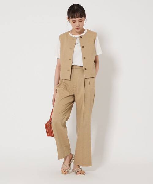 【はるはる】美品！2023AW グリーンレーベル ベスト ショート ベスト セール】P/LI ジレ プルオーバー -マシンウォッシャブル