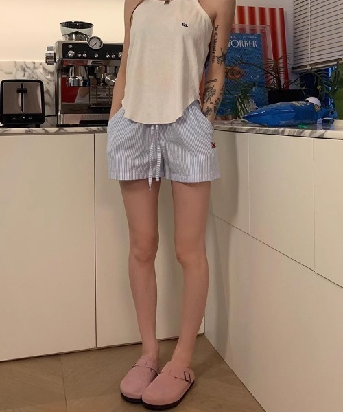 Teem Store(チームストア)の「ワンポイントストライプショートパンツ(その他パンツ・レディース・ブルー/ピンク・S/M)」の3枚目の写真