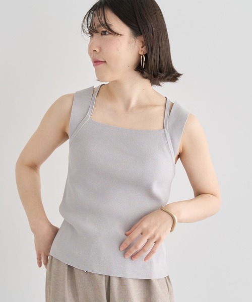 Green　Parks（グリーンパークス）の「2WAYニットタンクトップ（キャミソール・レディース・グレー/ホワイト系その他2/ブラック・FREE）」の3枚目の写真